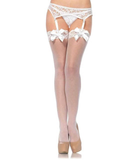 Чулки с кружевной коронкой One Size Bunny Sheer Thigh High от Leg Avenue, белые - No Taboo