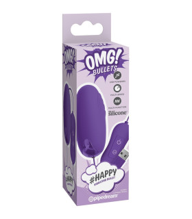 Вибропуля с пультом OMG! Bullets #Happy, фиолетовая, 6.5 х 3 см - No Taboo