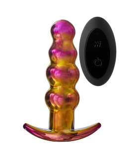 Анальная пробка с вибрацией Glamour Glass от Dream Toys, стеклянная, разноцветная, 14 х 3.5 см - No Taboo