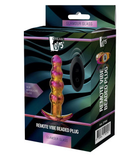 Анальная пробка с вибрацией Glamour Glass от Dream Toys, стеклянная, разноцветная, 14 х 3.5 см - No Taboo