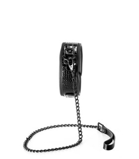 Ошейник с поводком Blaze Croco от Dream Toys, черного цвета - No Taboo