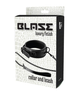 Ошейник с поводком Blaze Croco от Dream Toys, черного цвета - No Taboo