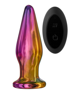 Анальная пробка с вибрацией Glamour Glass от Dream Toys, из стекла, разноцветная, 12.5 х 2.6 см - No Taboo