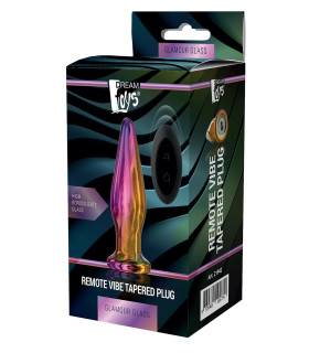 Анальная пробка с вибрацией Glamour Glass от Dream Toys, из стекла, разноцветная, 12.5 х 2.6 см - No Taboo