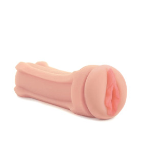 Мастурбатор вагіна реалістичний у колбі Happy Ending, з внутрішнім рельєфом, бежевий, 15 х 6 см - No Taboo