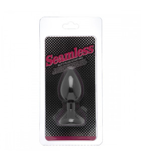 Анальная пробка, S, с фиолетовым камнем в виде сердца Runyu, силикон, черная, 7.5 x 2.8 см - No Taboo