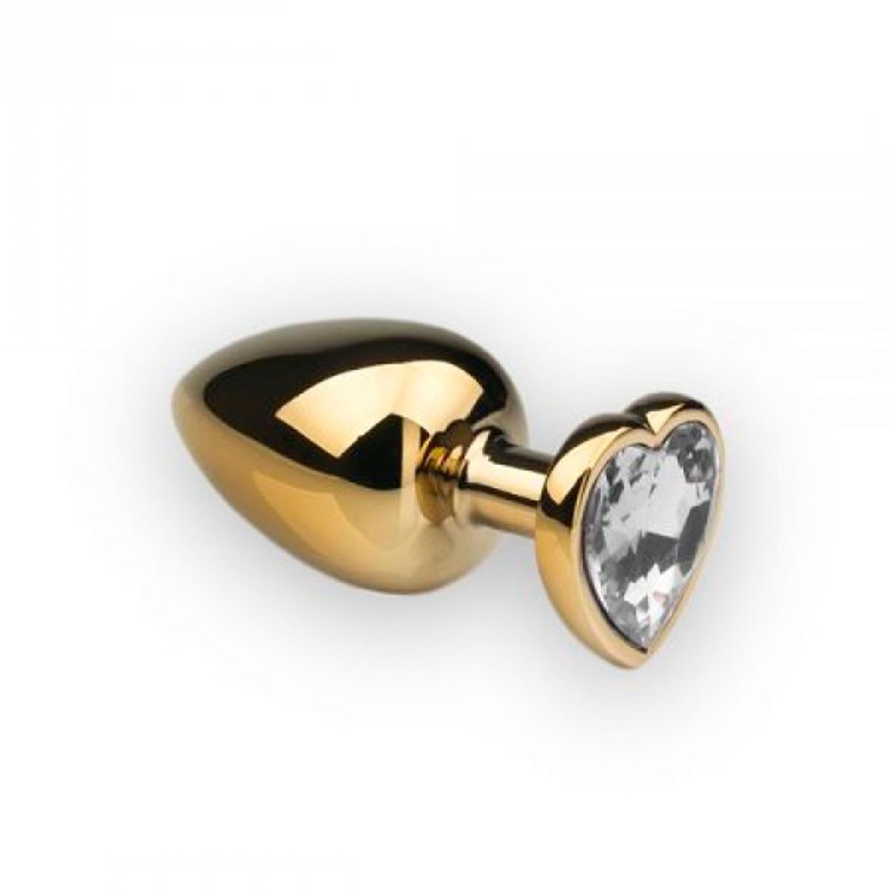 Анальная пробка S с белым камнем в форме сердца Runyu, металл, золотая, 7.5 x 2.8 см (53729), zoom