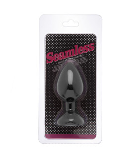 Анальная пробка M с круглым белым камнем Runyu, силикон, черная, 8 x 3.5 см - No Taboo