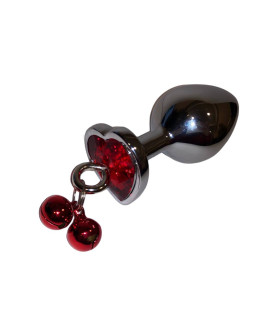 Анальна пробка з дзвіночками Runye, з повідцем, з металу, 8 х 3.5 см - No Taboo