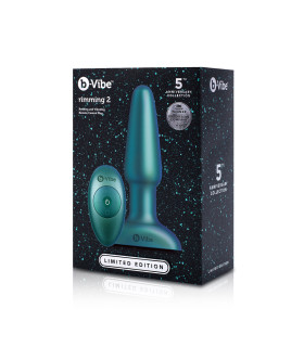 Анальная пробка с вибрацией и имитацией римминга B-Vibe Rimming 2, зеленая, 15 х 3.8 см - No Taboo