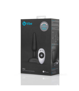 Анальна пробка з вібрацією B-Vibe Trio, з пультом дистанційного керування, чорна, 13.5 х 3 см - No Taboo