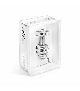 Анальная пробка S Diogol, с кристаллом Сваровски, рельефная, серебряная, металлическая, 5.6 х 2.5 см - No Taboo