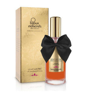 Согревающий массажный гель для поцелуев Light My Fire от Bijoux Indiscrets, с ароматом и вкусом земляники и меда, на водной основе, 100 мл - No Taboo
