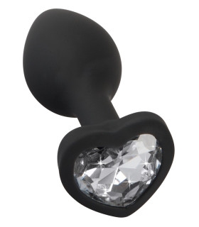 Анальная пробка с камнем в форме сердечка You2Toys, черная, 7.3 х 2.8 см - No Taboo