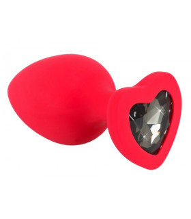 Анальна пробка із кристалом у вигляді серця You2Toys, червона, 9 х 4 см - No Taboo