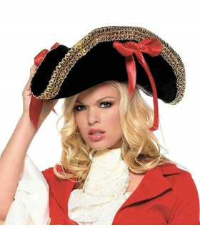 Піратський капелюх зі стрічкою та золотим оздобленням Pirate Hat with Gold Trim від Leg Avenue, чорний - No Taboo
