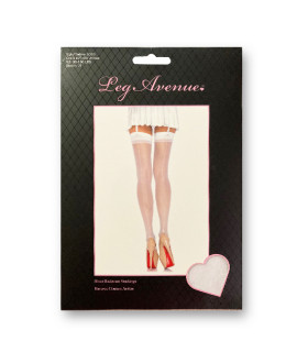Панчохи сексуальні One Size Lynn Sheer Backseam Stockings від Leg Avenue, білі - No Taboo