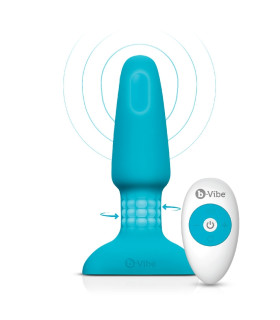 Анальна пробка з вібрацією та імітацією риммінгу b-Vibe Rimming Plug 2, блакитна, 15 х 3.8 см - No Taboo