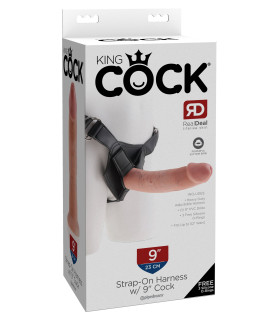 Страпон реалістичний Pipedream King Cock 9 на ременях, бежевий, 23 х 5 см - No Taboo