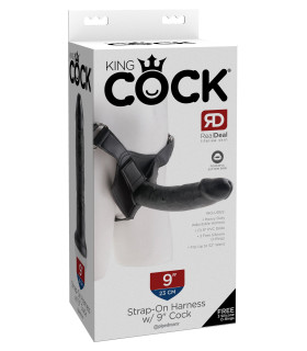 Страпон реалистичный Pipedream King Cock 9 на ремнях, черный, 23 х 5 см - No Taboo