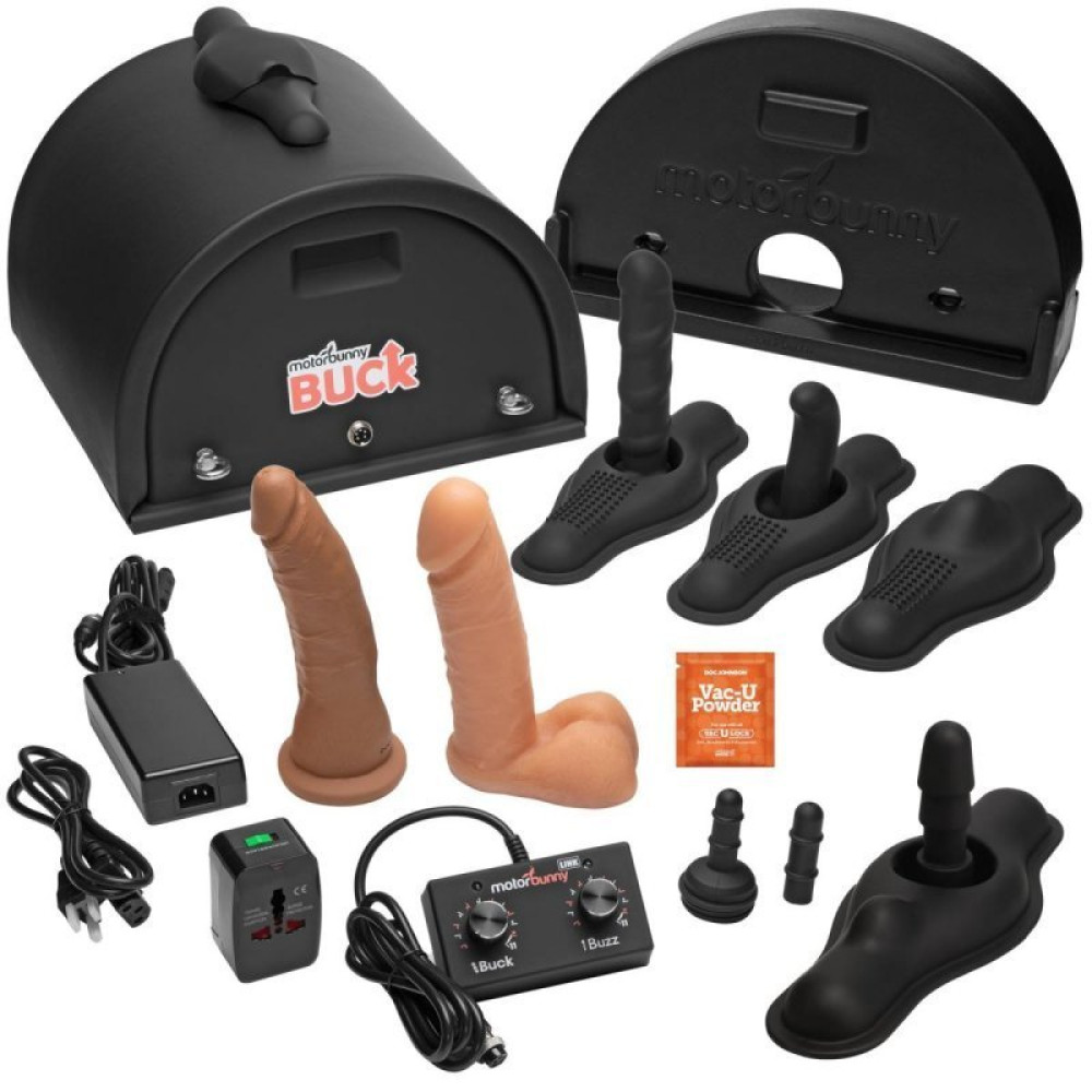 Секс-машина с насадками Doc Johnson x MotorBunny, с дистанционным управлением, черная (46337), zoom