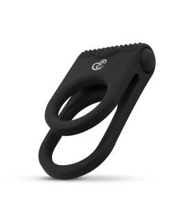 Кільце ерекційне з петлею для мошонки Easytoys, з вібрацією, чорне, 8 х 3 см - No Taboo