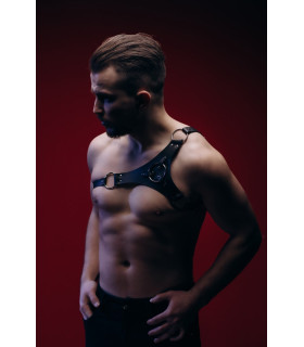 Портупея мужская One Size P30 Candy Hero, натуральная кожа, черная - No Taboo