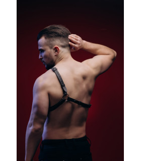 Портупея мужская One Size P30 Candy Hero, натуральная кожа, черная - No Taboo