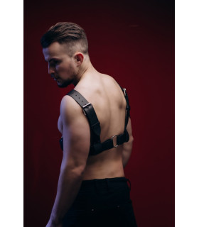 Портупея мужская One Size Р10 Candy Hero, с металлическими кольцами, натуральная кожа, черная - No Taboo