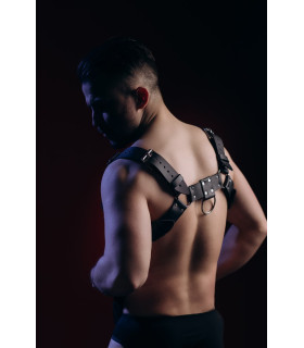 Портупея мужская One Size РТ2 Candy Hero, с кольцом на член, натуральная кожа, черная - No Taboo