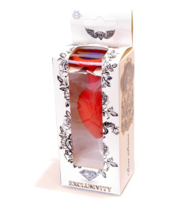 Анальная пробка M с синим камнем, силиконовая, розовая, 8 х 3.5 см - No Taboo