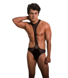 Мужское сексуальное боди S/M Sunspice, в сеточку, черное - No Taboo