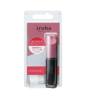 Вибропуля в виде помады Iroha Stick Tenga, медицинский силикон, розовая с черным - No Taboo