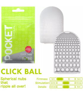 Мини мастурбатор нереалистичный Tenga Pocket Click Ball, с рельефом, белый, 7.5 х 5.5 см - No Taboo