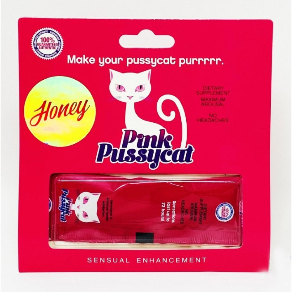 Возбуждающий препарат для женщин Pink Pussycat Honey, со вкусом меда, 1 шт. (214834), zoom