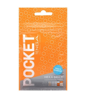 Мини мастурбатор нереалистичный Tenga Pocket Hexa-Brick, с рельефом, белый, 7.5 х 5.5 см - No Taboo