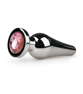 Анальна пробка з кристалом Easytoys, металева, срібна, 11.8 х 3.7 см - No Taboo