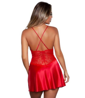 Пеньюар сексуальный S Carina Be Wicked, с кружевом, красный - No Taboo