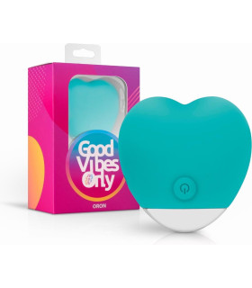 Вибратор для клитора в форме сердца Oron Good Vibes Only, силиконовый, голубой - No Taboo