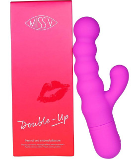 Вибратор-кролик рельефный Double Up Miss V, силиконовый, фиолетовый, 18.3 х 3.4 см - No Taboo