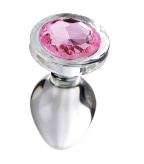 Анальная пробка с кристаллом L Booty Sparks, стеклянная, прозрачная, 9.4 х 4 см - No Taboo