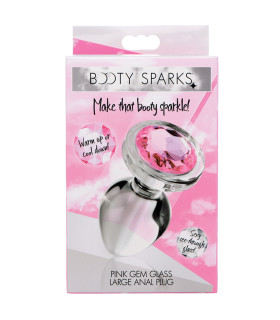 Анальная пробка с кристаллом L Booty Sparks, стеклянная, прозрачная, 9.4 х 4 см - No Taboo