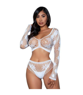 Комплект білизни сексуальний One Size Floral Delight Be Wicked, з квітковими візерунками, білий - No Taboo