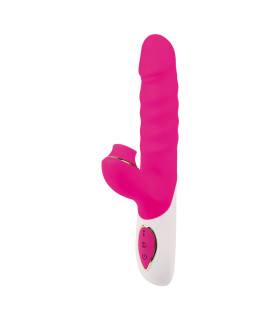 Вибратор-кролик с функцией толчков Clit Kisser Thruster Chisa, силиконовый, розовый, 23 х 3.4 см - No Taboo