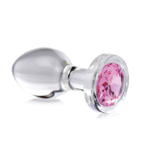 Анальная пробка с кристаллом M Booty Sparks, стеклянная, прозрачная, 8.3 х 3.3 см - No Taboo
