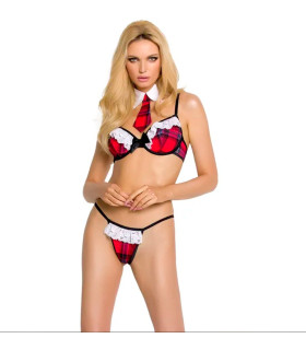 Наряд сексуальной школьницы M/L Sunspice, красно-черный, 3 предмета - No Taboo