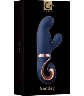 Вибратор-кролик с изогнутой ручкой Gentley G-Vibe, силиконовый, синий, 20 х 4.2 см - No Taboo