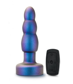 Анальная пробка с вибрацией и вращающимися шариками Anal Adventures Blush, с пультом, силиконовая, фиолетовая, 14.5 х 3.8 см - No Taboo
