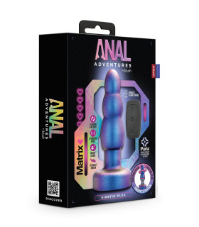 Анальная пробка с вибрацией и вращающимися шариками Anal Adventures Blush, с пультом, силиконовая, фиолетовая, 14.5 х 3.8 см - No Taboo