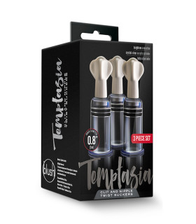 Вакуумные помпы для сосков и клитора Temptasia Blush, прозрачные, 3 шт. - No Taboo